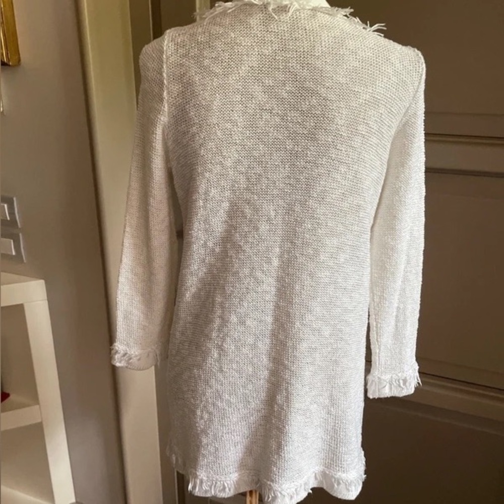 White Textured Knit Cardigan